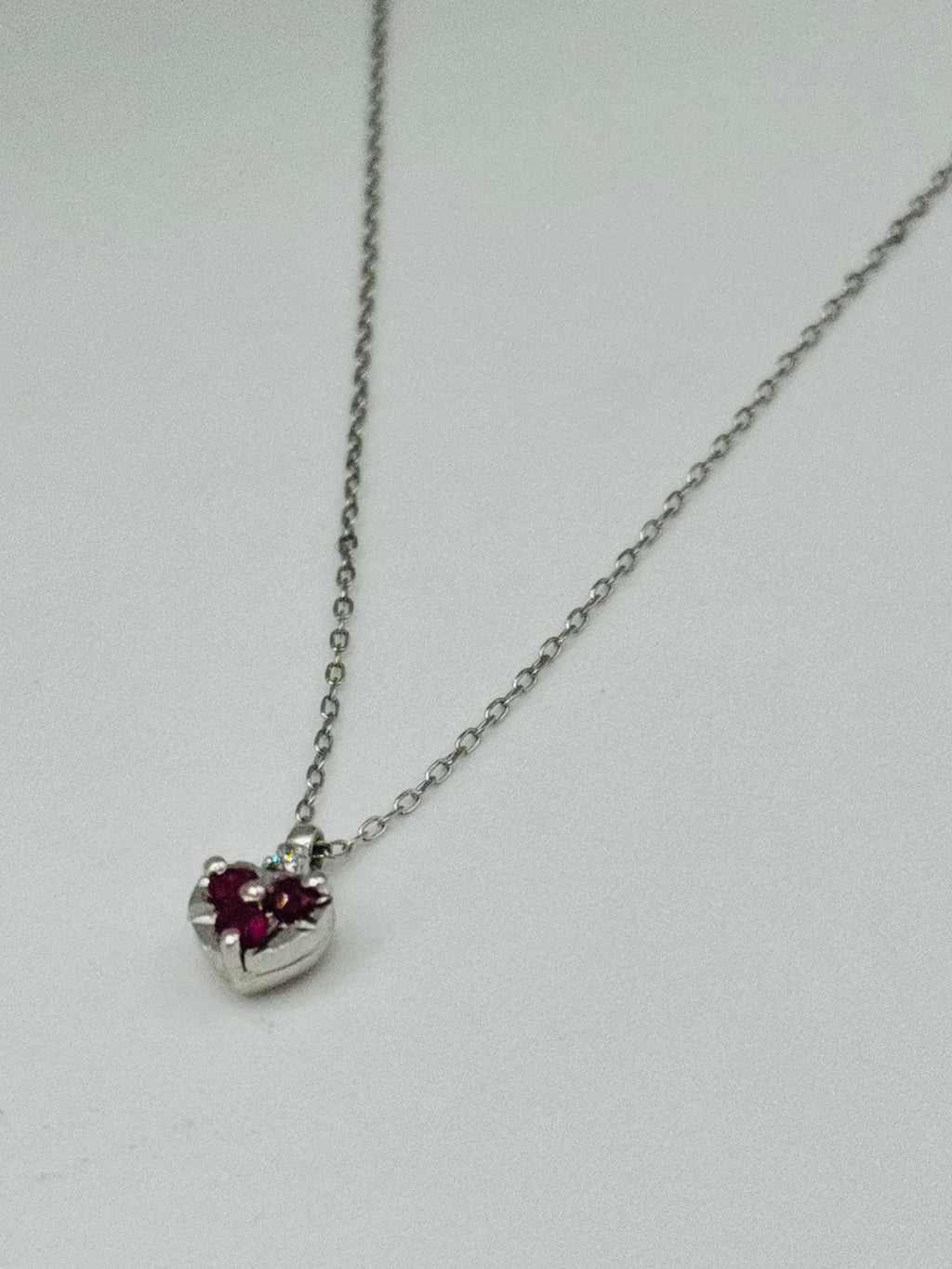 18K White Gold Necklace with Certified Ruby & Diamonds