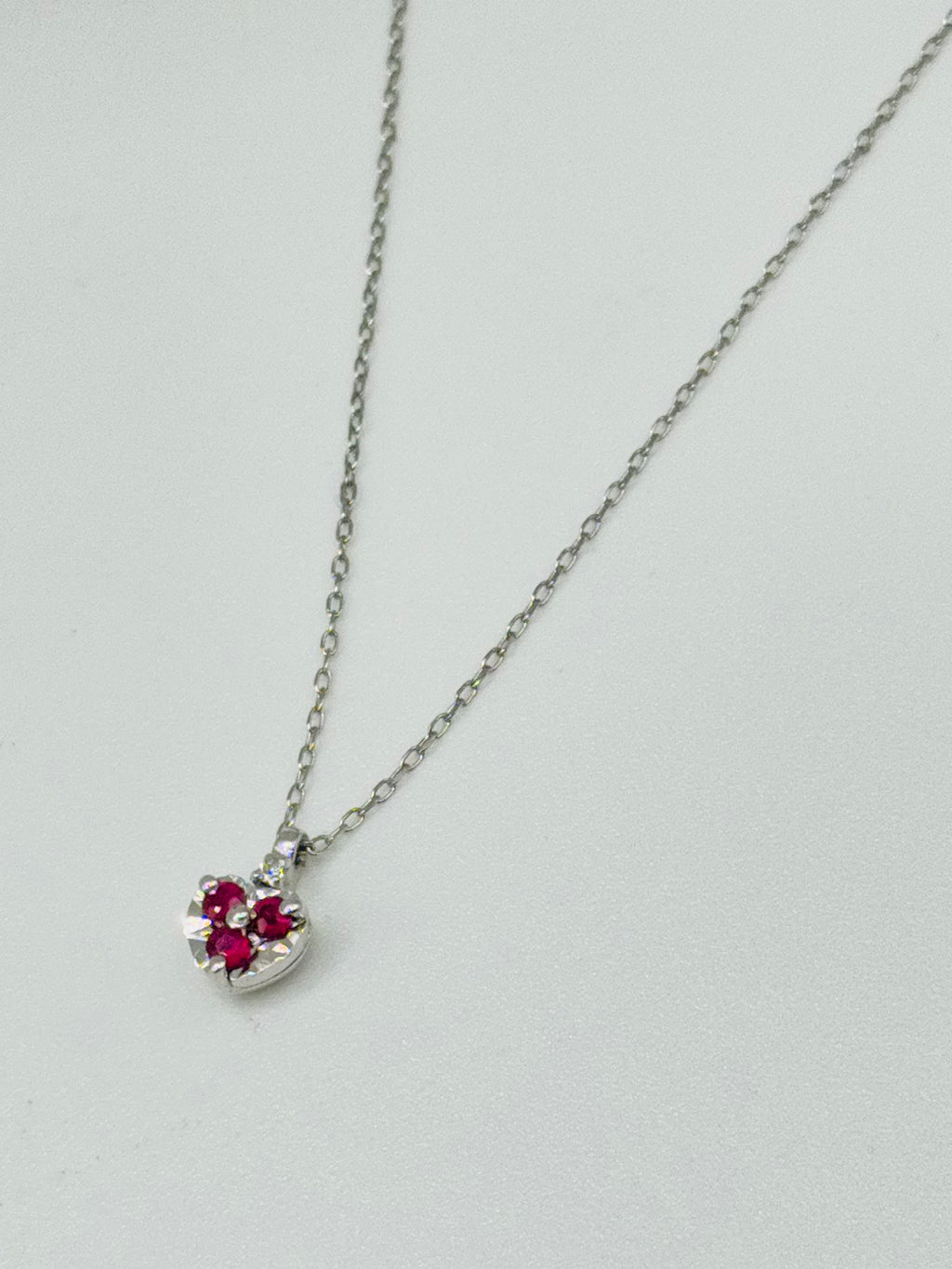 18K White Gold Necklace with Certified Ruby & Diamonds
