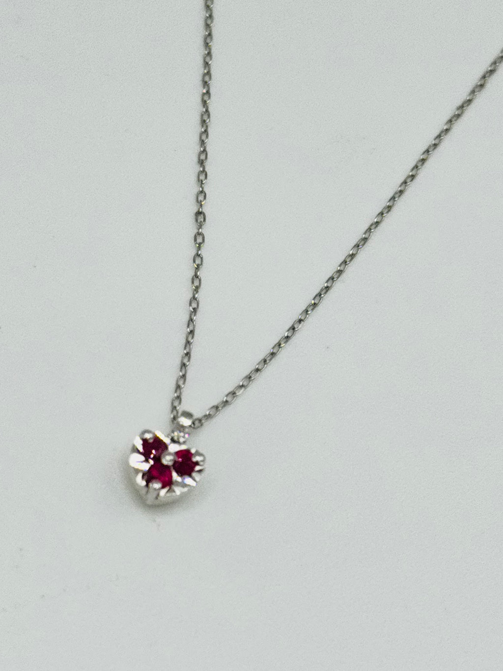 18K White Gold Necklace with Certified Ruby & Diamonds
