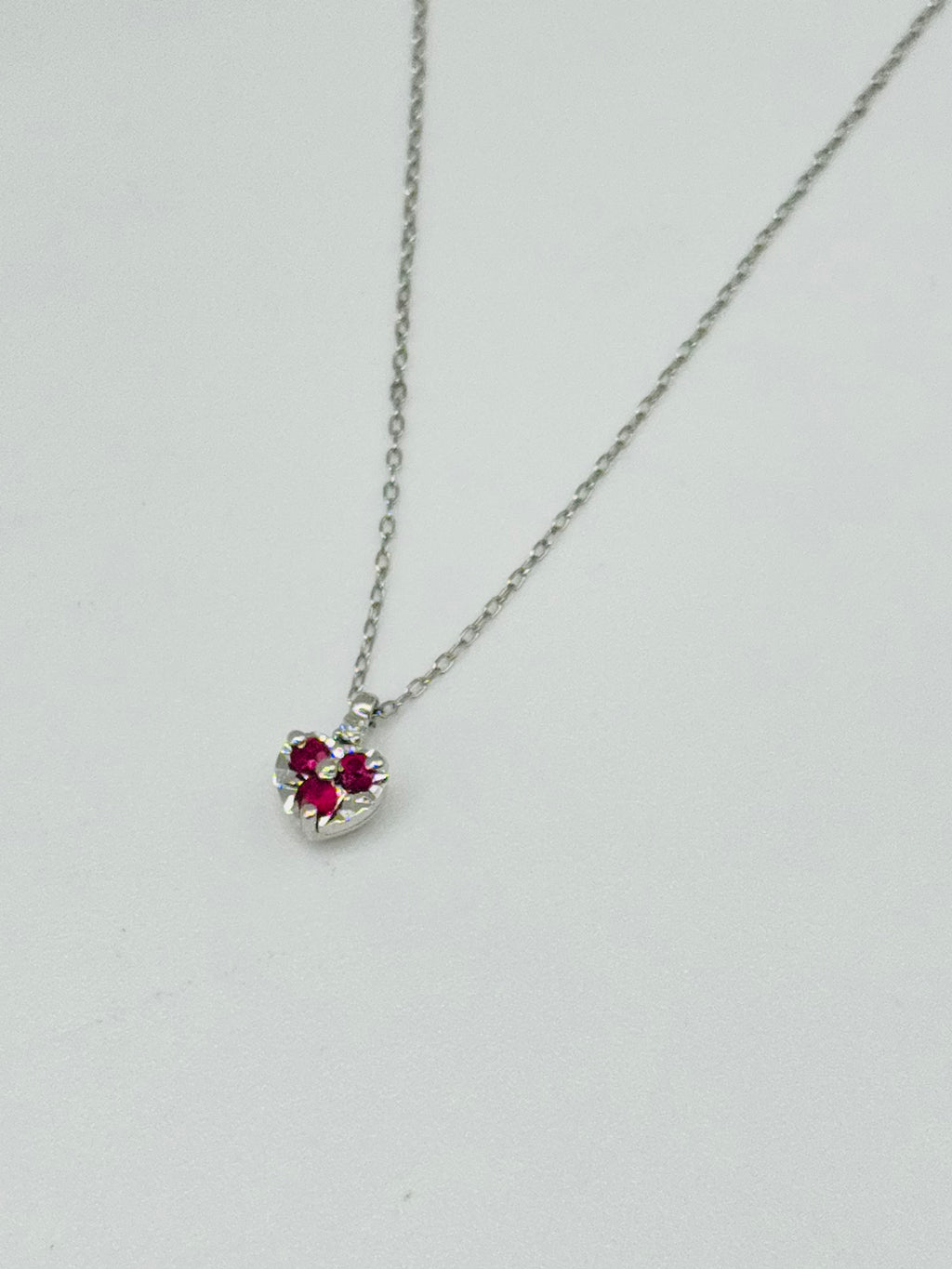 18K White Gold Necklace with Certified Ruby & Diamonds
