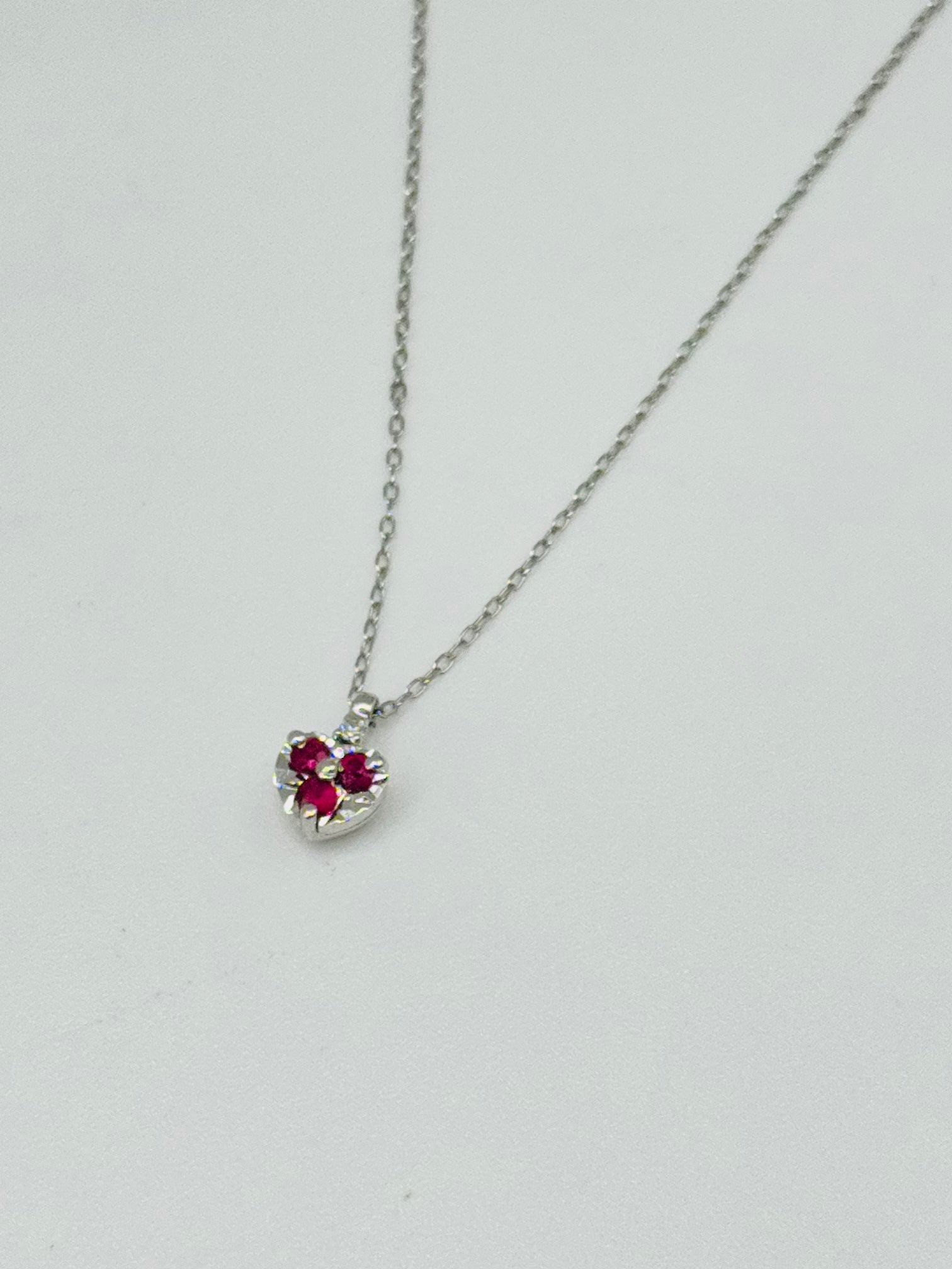 18K White Gold Necklace with Certified Ruby & Diamonds
