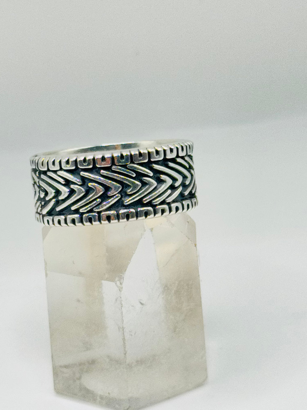 Handcrafted Men's Sterling Silver 950 Ring with Internal Braid — Size 11.5