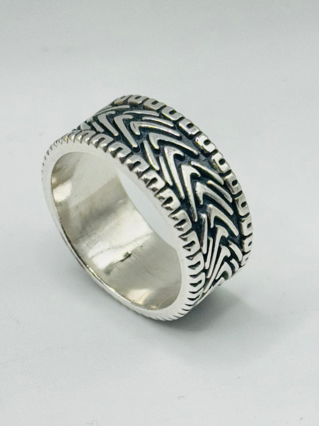 Handcrafted Men's Sterling Silver 950 Ring with Internal Braid — Size 11.5