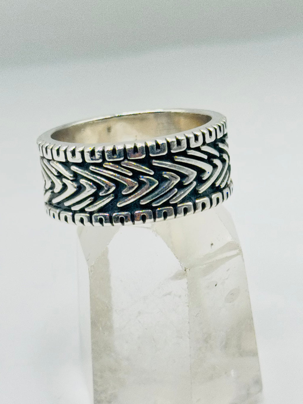 Handcrafted Men's Sterling Silver 950 Ring with Internal Braid — Size 11.5