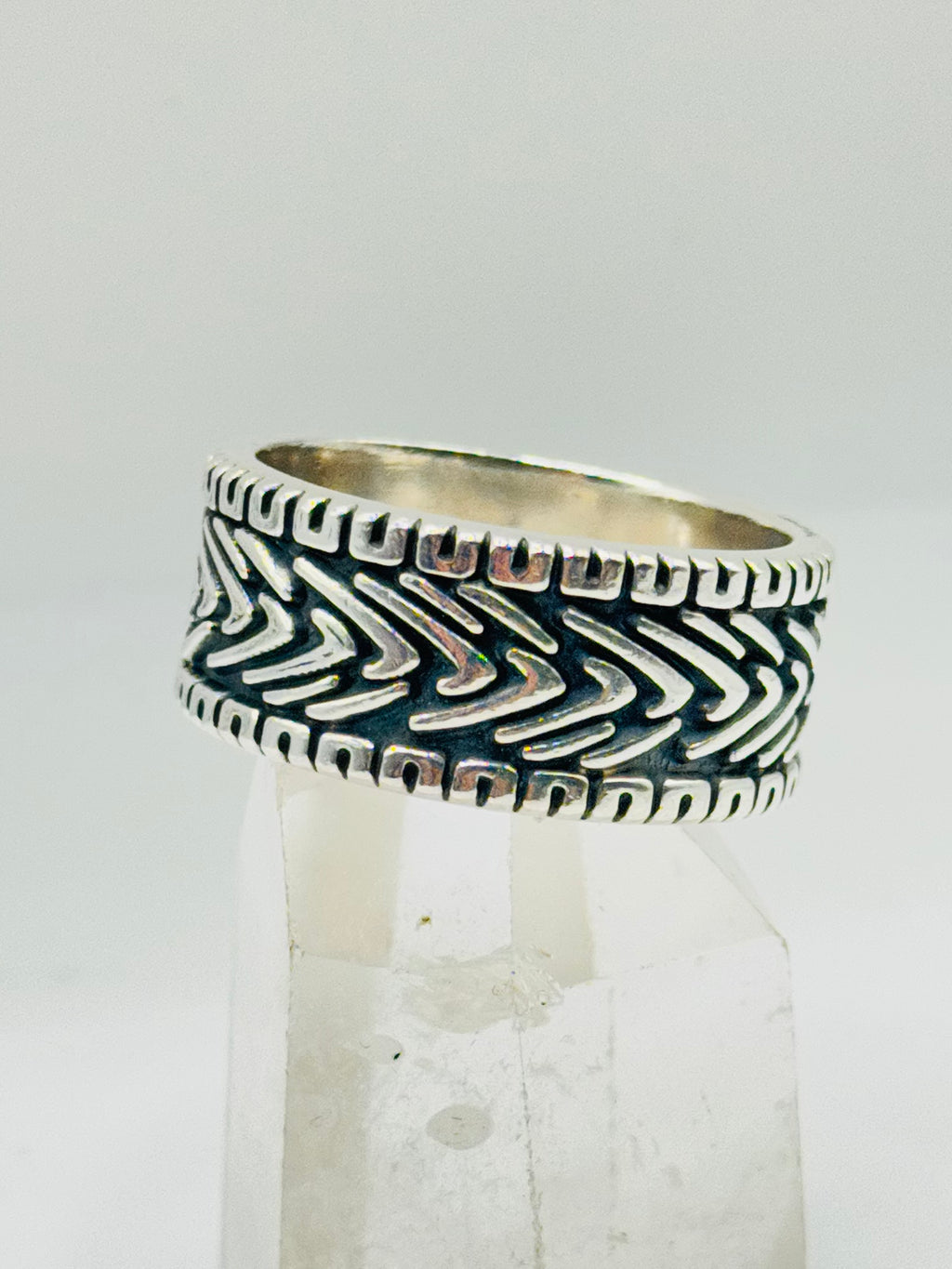 Handcrafted Men's Sterling Silver 950 Ring with Internal Braid — Size 11.5