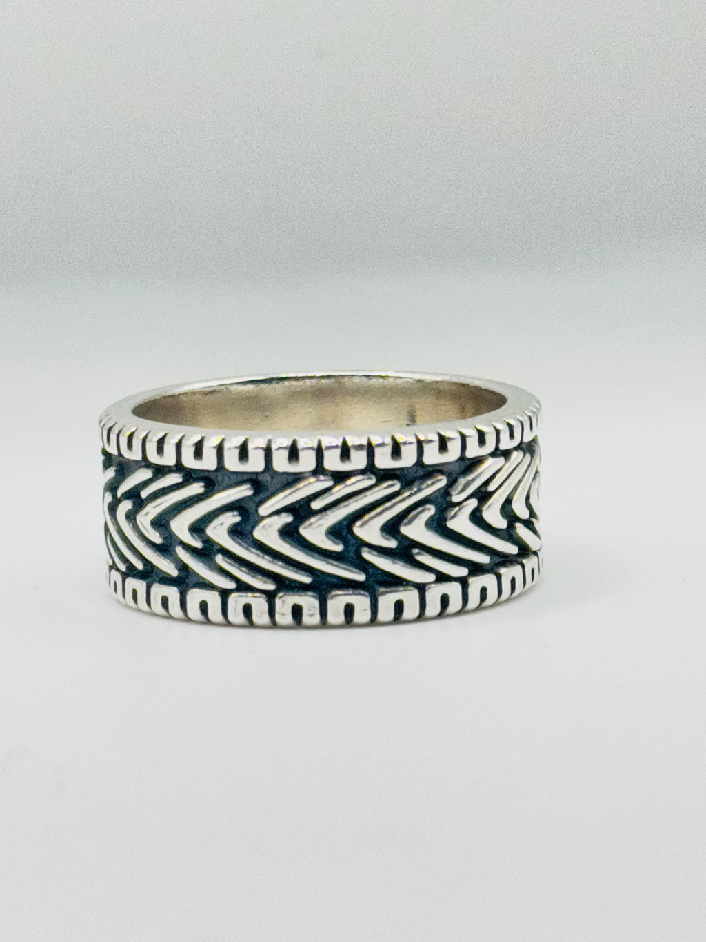 Handcrafted Men's Sterling Silver 950 Ring with Internal Braid — Size 11.5
