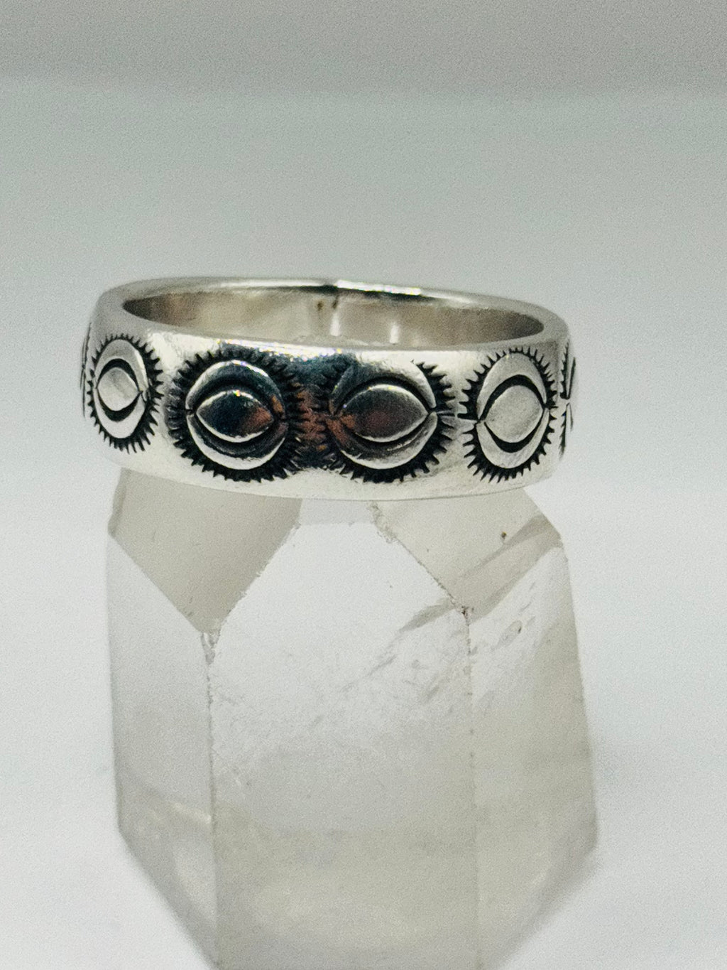 Handcrafted Men's Sterling Silver 950 Stamped Band Ring — Size 13