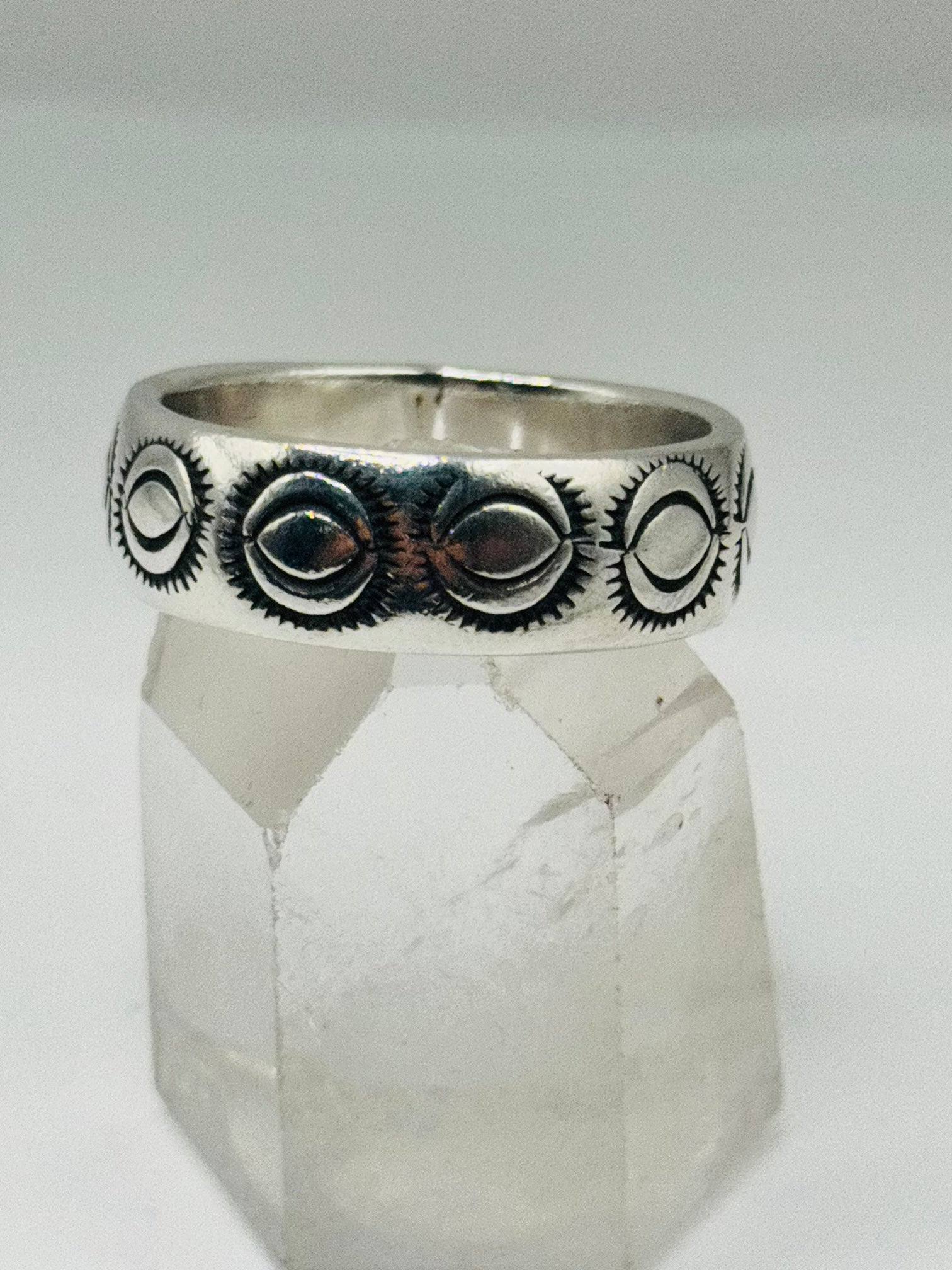 Handcrafted Men's Sterling Silver 950 Stamped Band Ring — Size 13