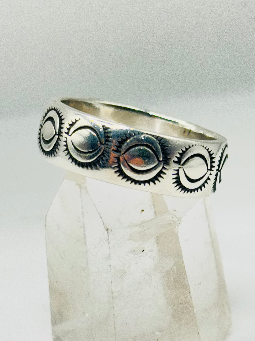 Handcrafted Men's Sterling Silver 950 Stamped Band Ring — Size 13