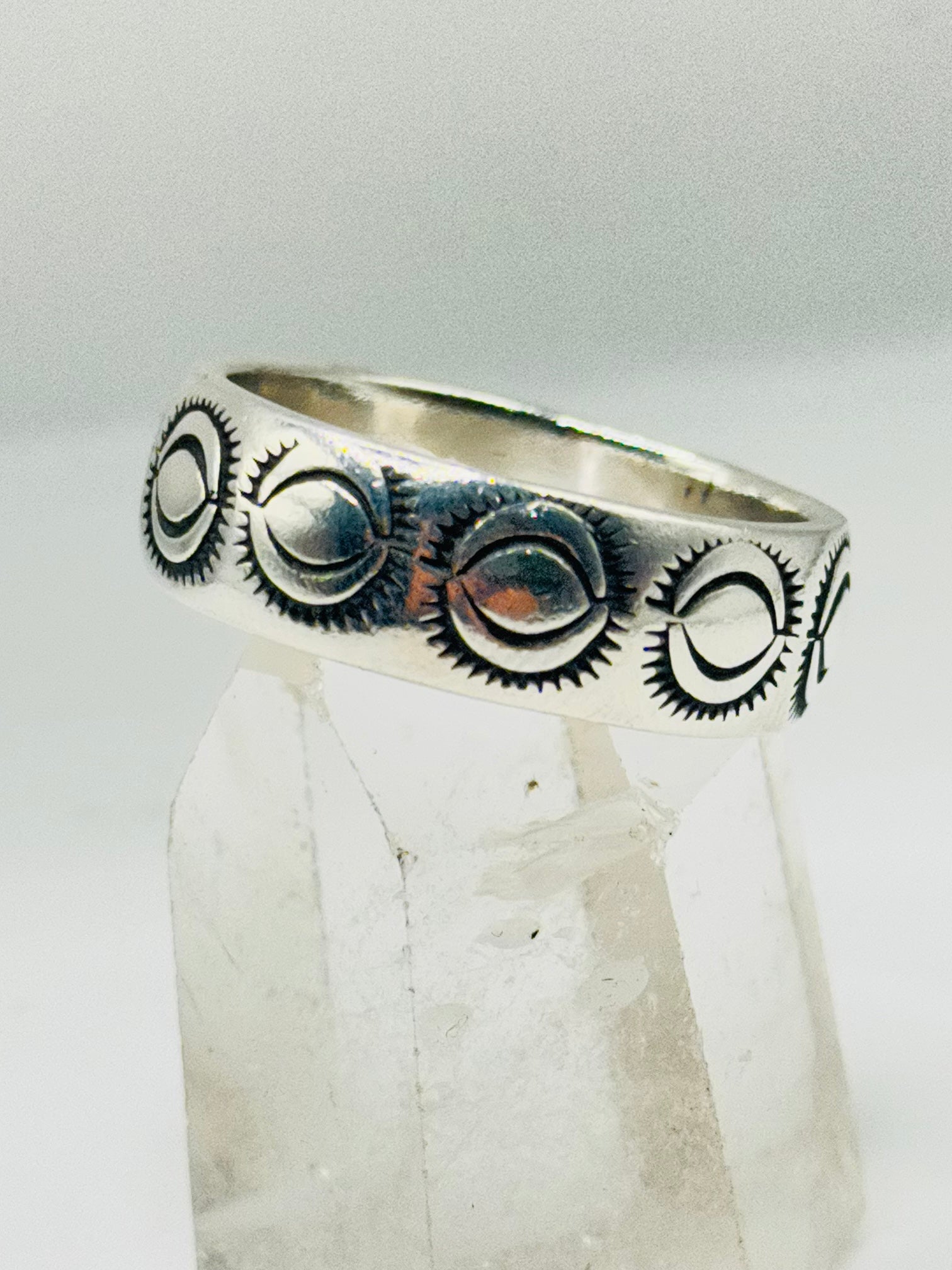 Handcrafted Men's Sterling Silver 950 Stamped Band Ring — Size 13