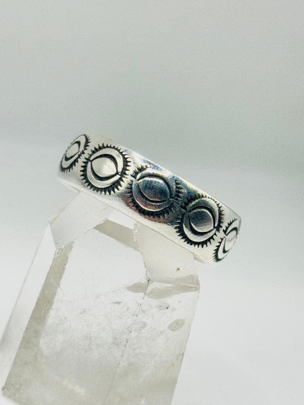 Handcrafted Men's Sterling Silver 950 Stamped Band Ring — Size 13