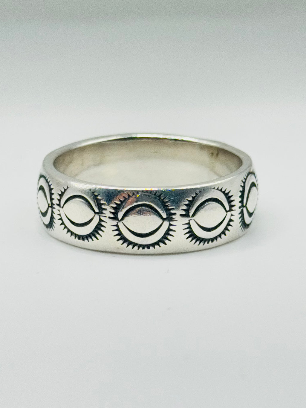 Handcrafted Men's Sterling Silver 950 Stamped Band Ring — Size 13