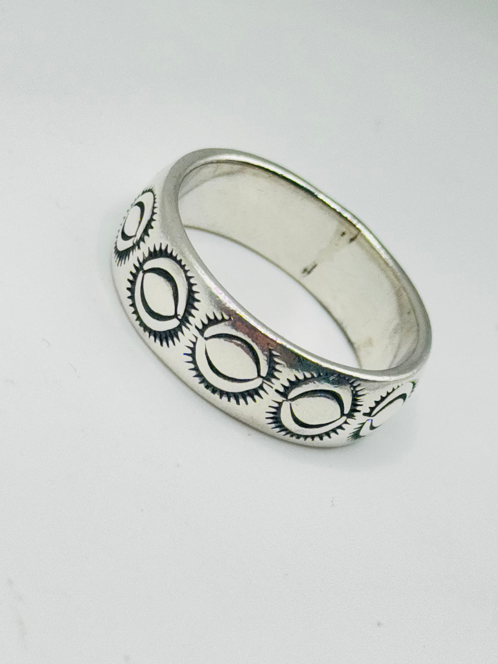Handcrafted Men's Sterling Silver 950 Stamped Band Ring — Size 13