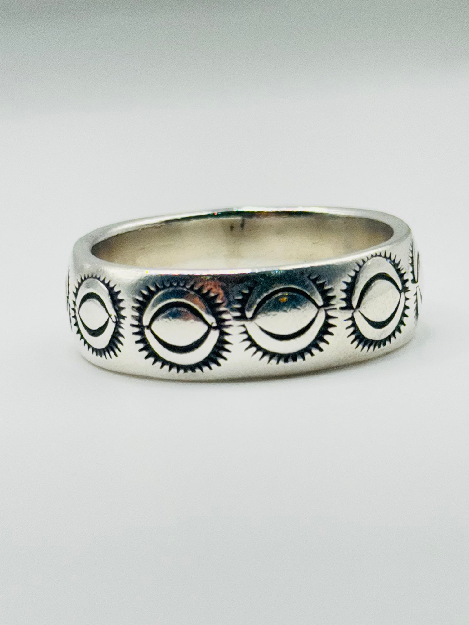 Handcrafted Men's Sterling Silver 950 Stamped Band Ring — Size 13