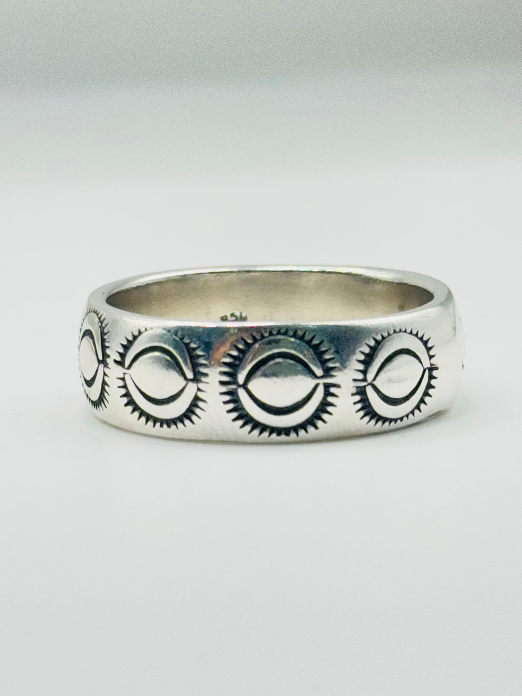 Handcrafted Men's Sterling Silver 950 Stamped Band Ring — Size 13