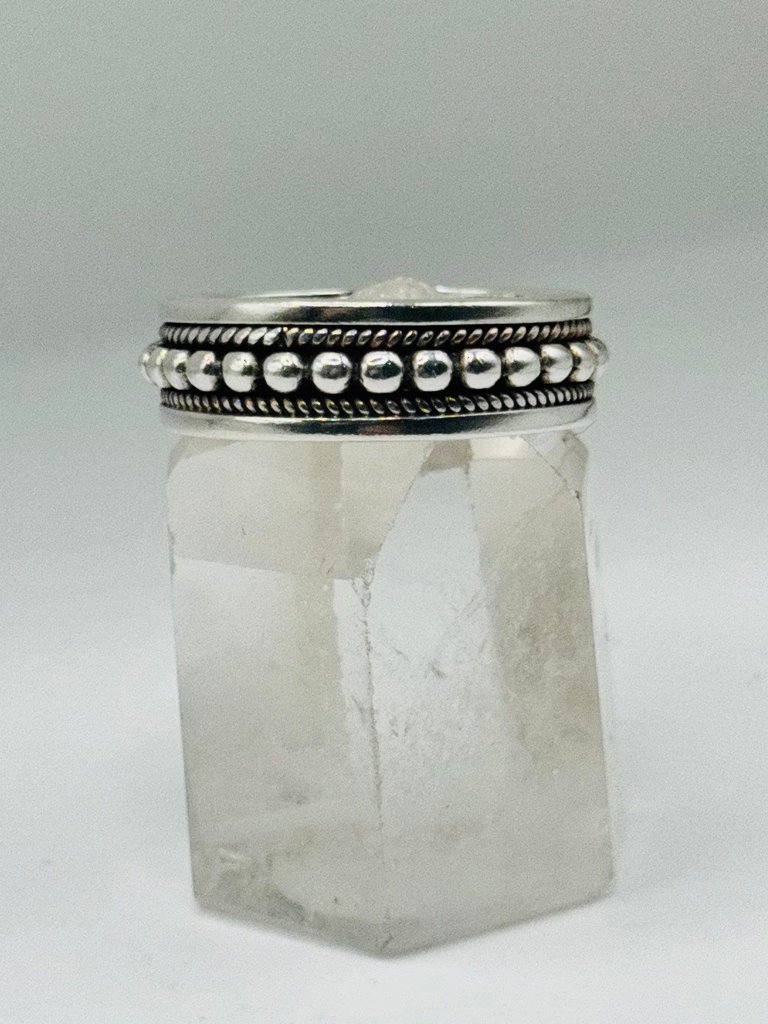 Handcrafted Men's Sterling Silver 950 Ball & Braid Ring