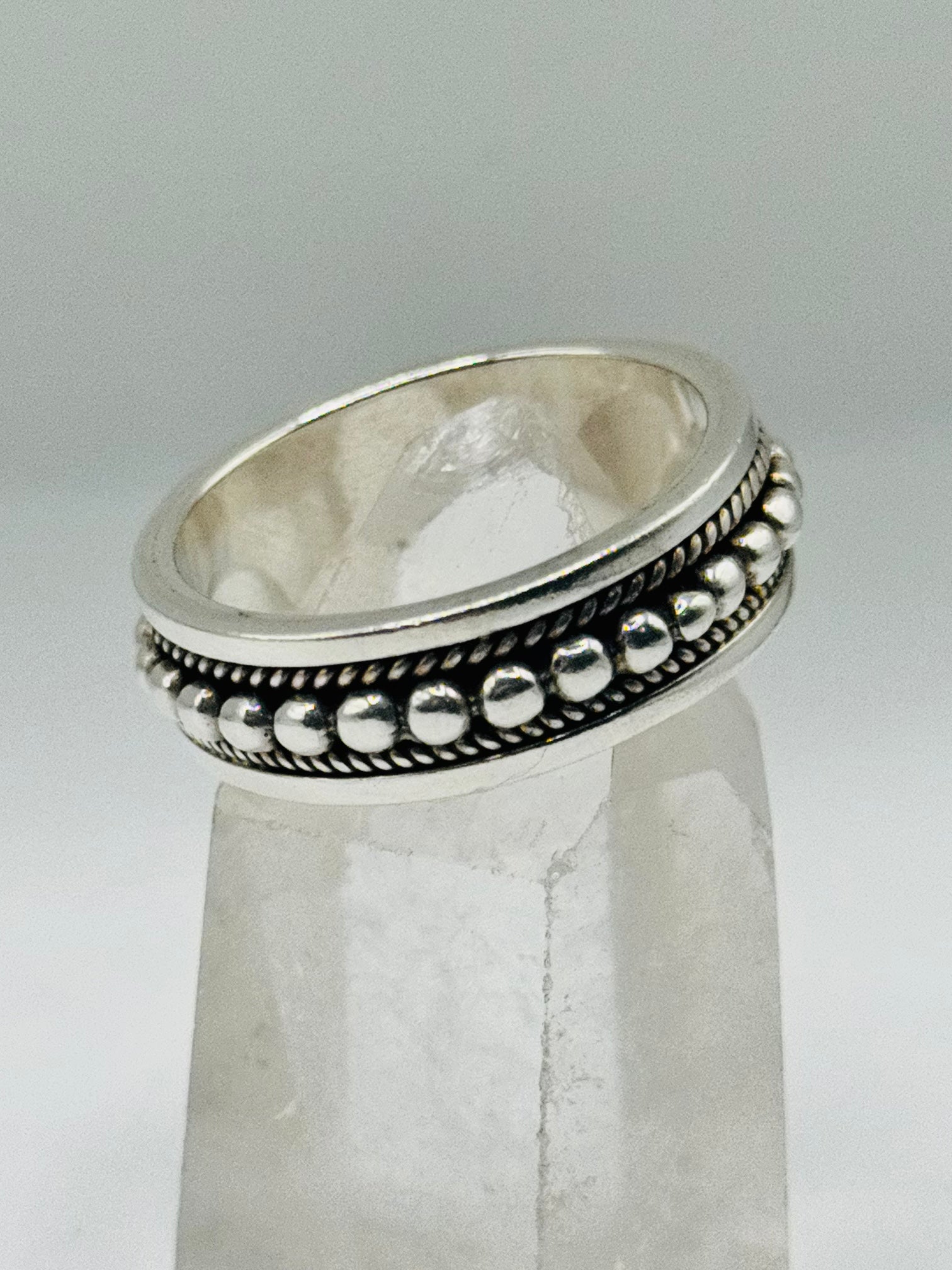 Handcrafted Men's Sterling Silver 950 Ball & Braid Ring