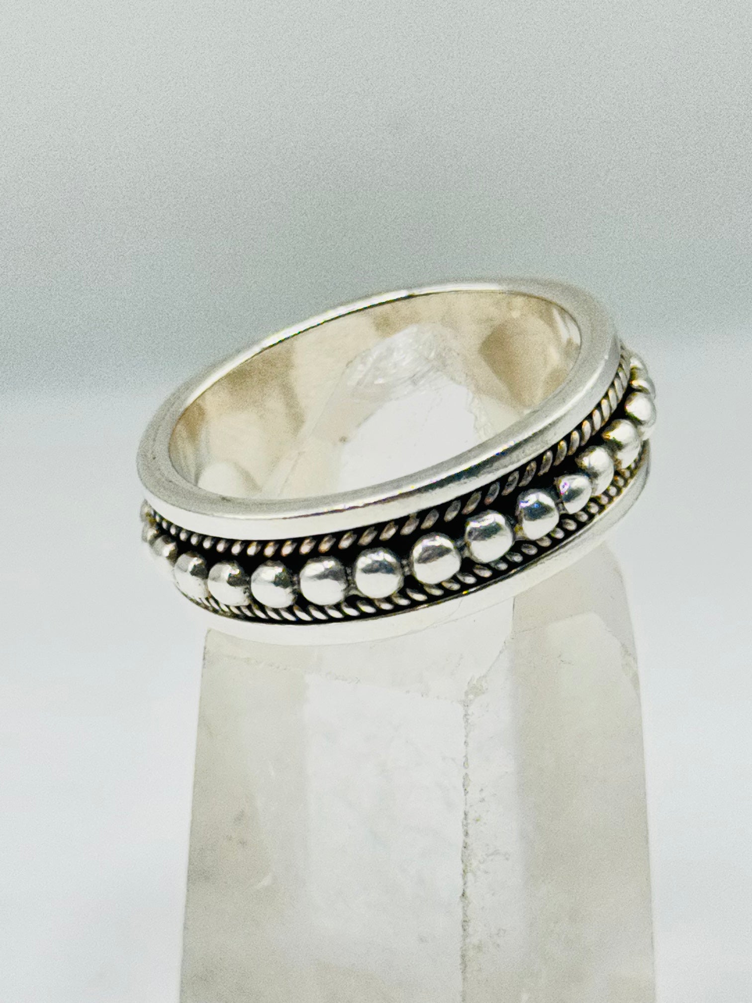 Handcrafted Men's Sterling Silver 950 Ball & Braid Ring