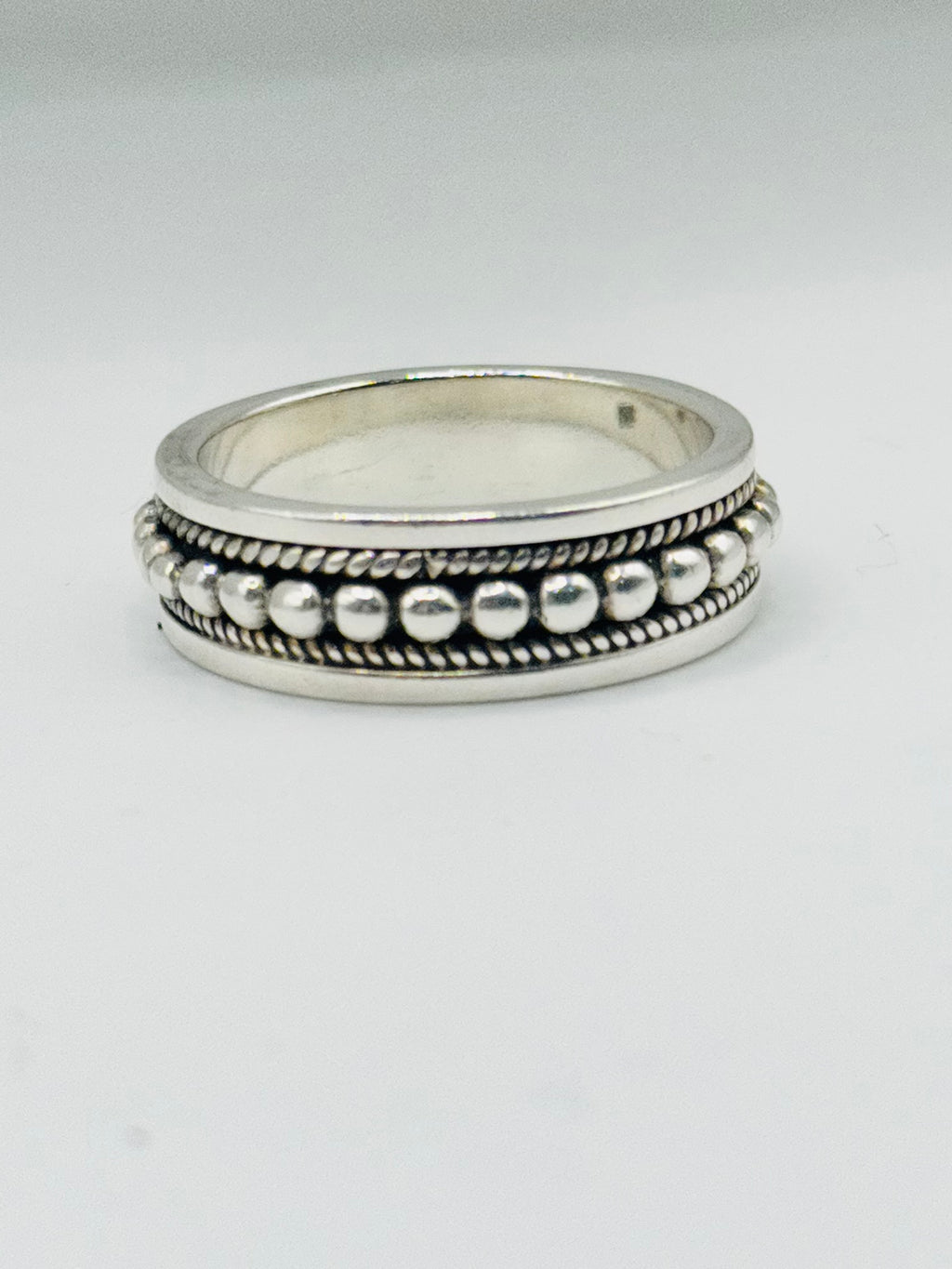 Handcrafted Men's Sterling Silver 950 Ball & Braid Ring