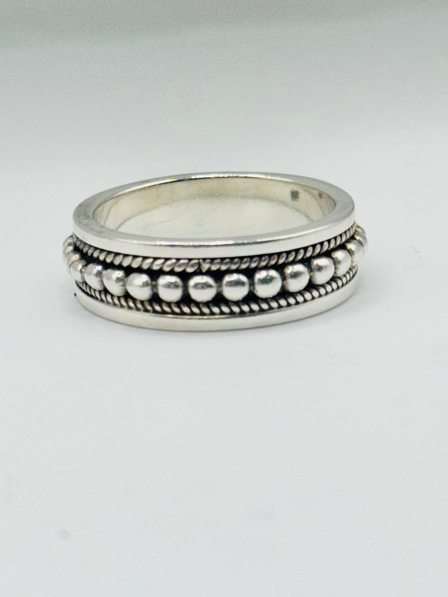Handcrafted Men's Sterling Silver 950 Ball & Braid Ring