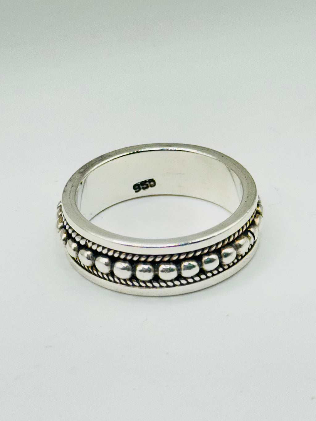 Handcrafted Men's Sterling Silver 950 Ball & Braid Ring