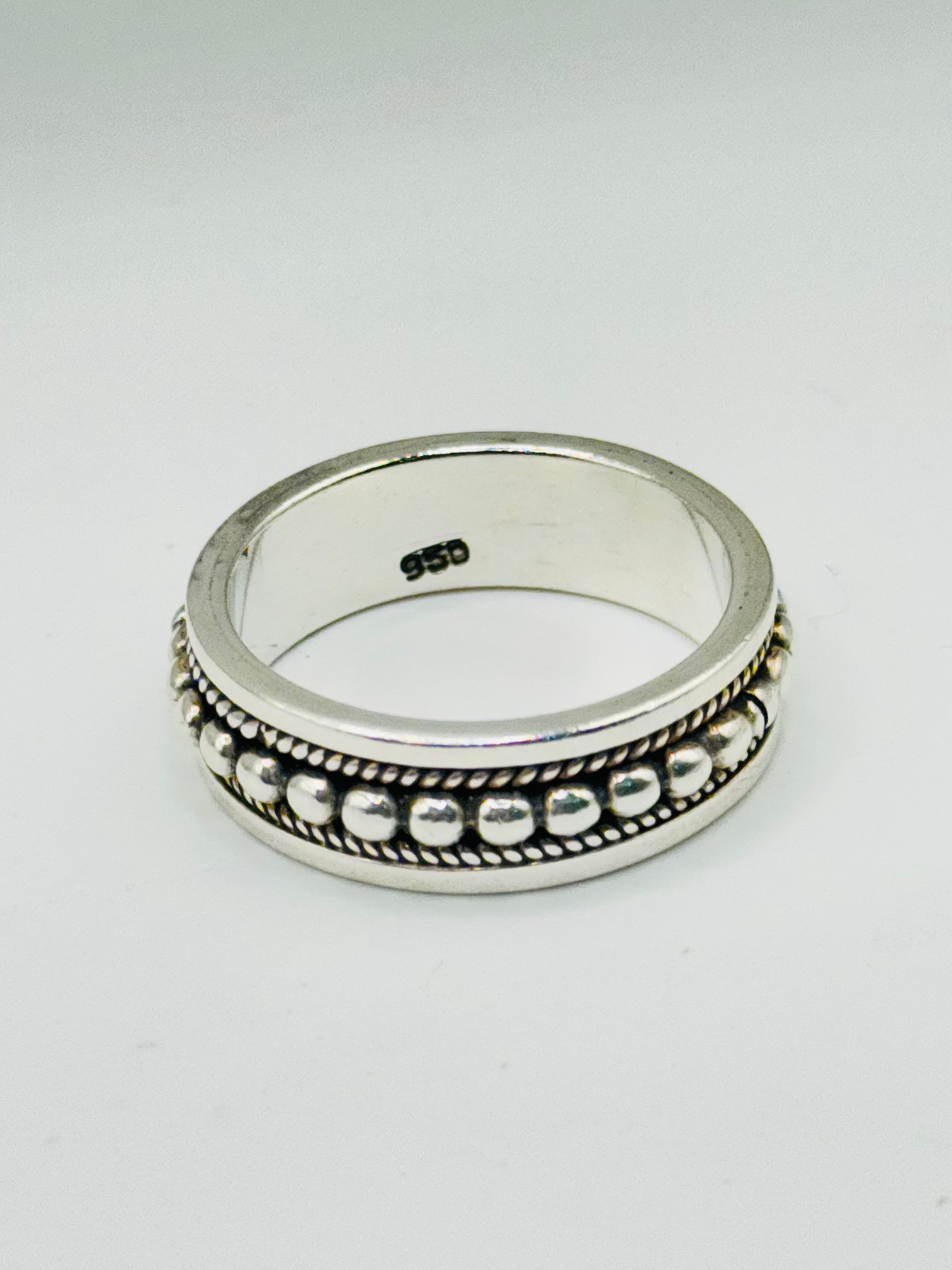Handcrafted Men's Sterling Silver 950 Ball & Braid Ring