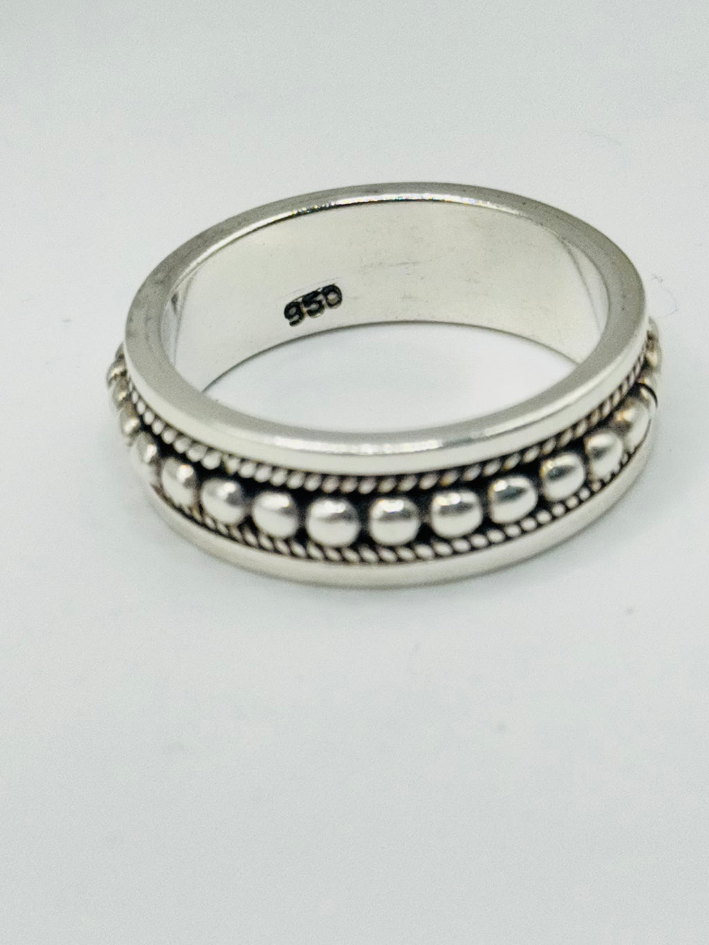 Handcrafted Men's Sterling Silver 950 Ball & Braid Ring