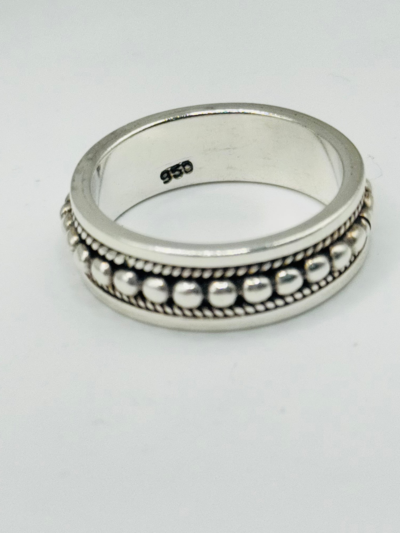Handcrafted Men's Sterling Silver 950 Ball & Braid Ring
