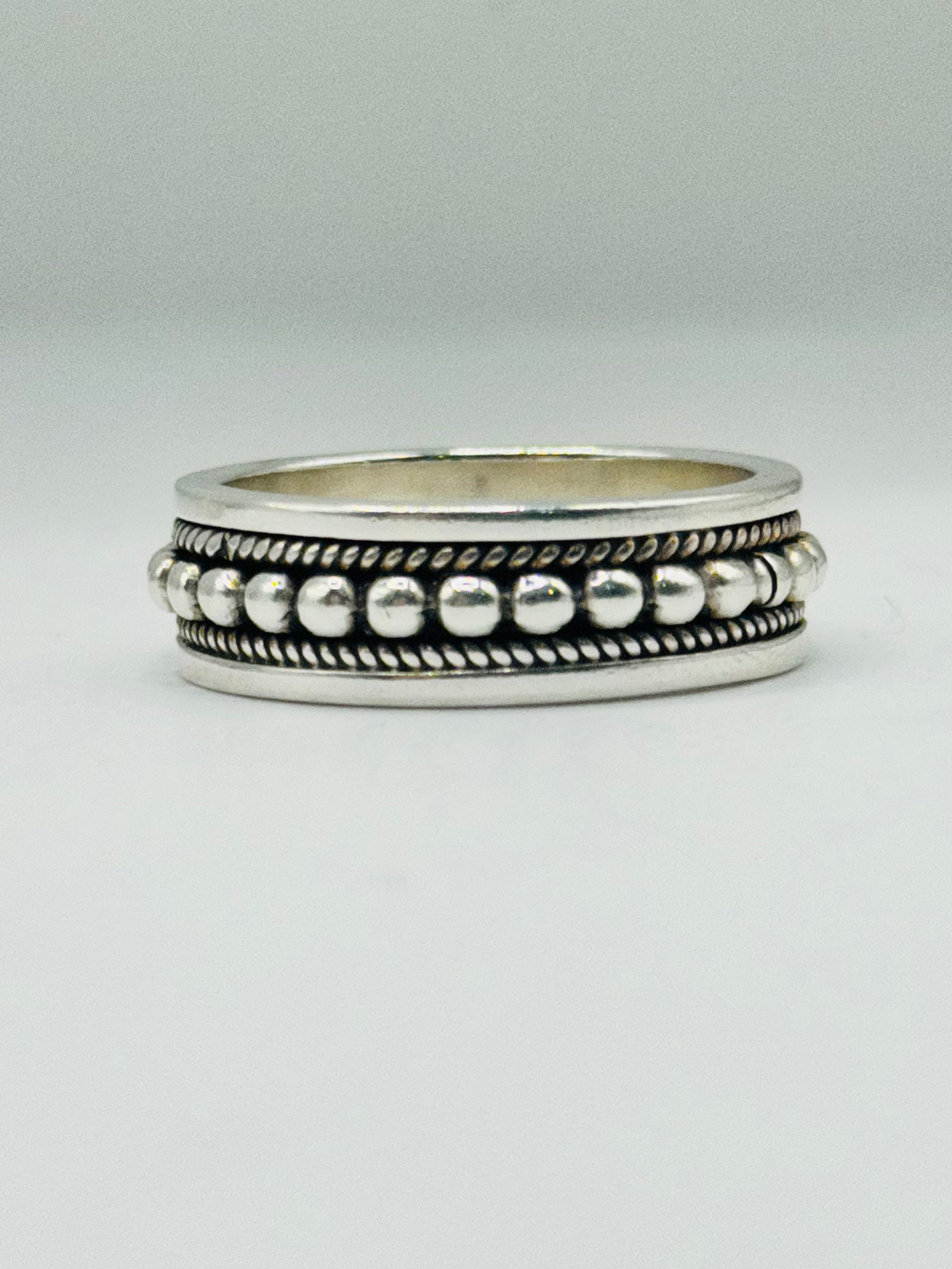 Handcrafted Men's Sterling Silver 950 Ball & Braid Ring