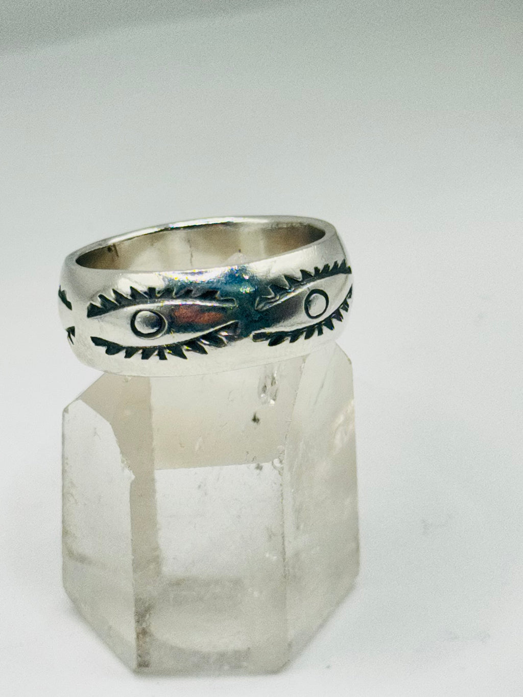 Handcrafted Sterling Silver 950 Stamped Band Ring for Men