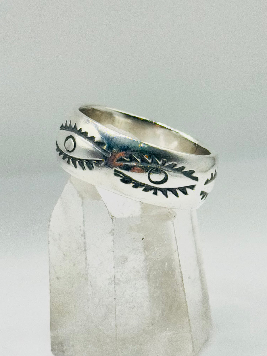 Handcrafted Sterling Silver 950 Stamped Band Ring for Men