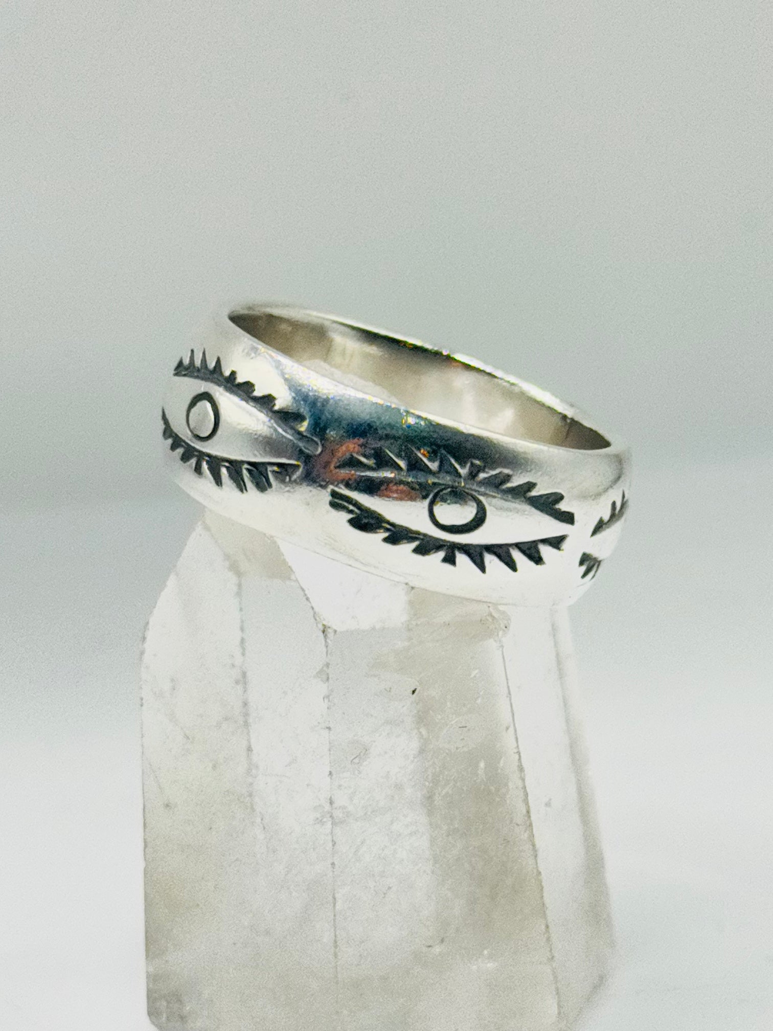 Handcrafted Sterling Silver 950 Stamped Band Ring for Men