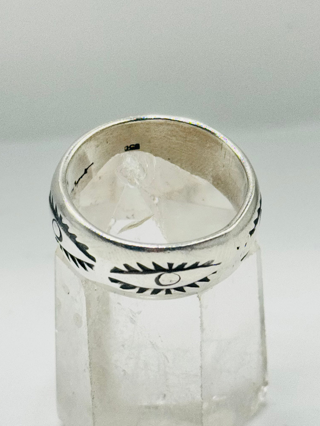 Handcrafted Sterling Silver 950 Stamped Band Ring for Men