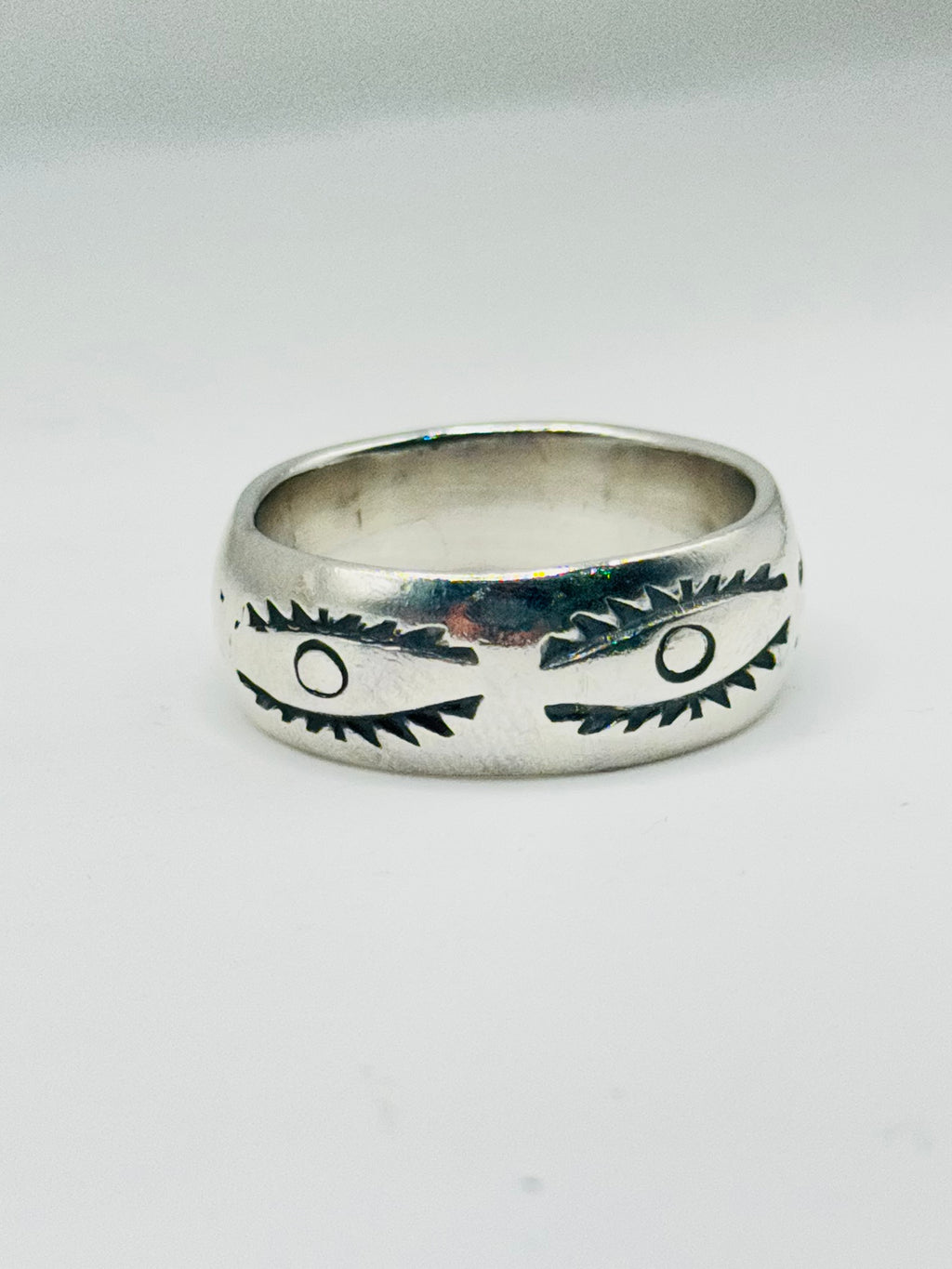 Handcrafted Sterling Silver 950 Stamped Band Ring for Men