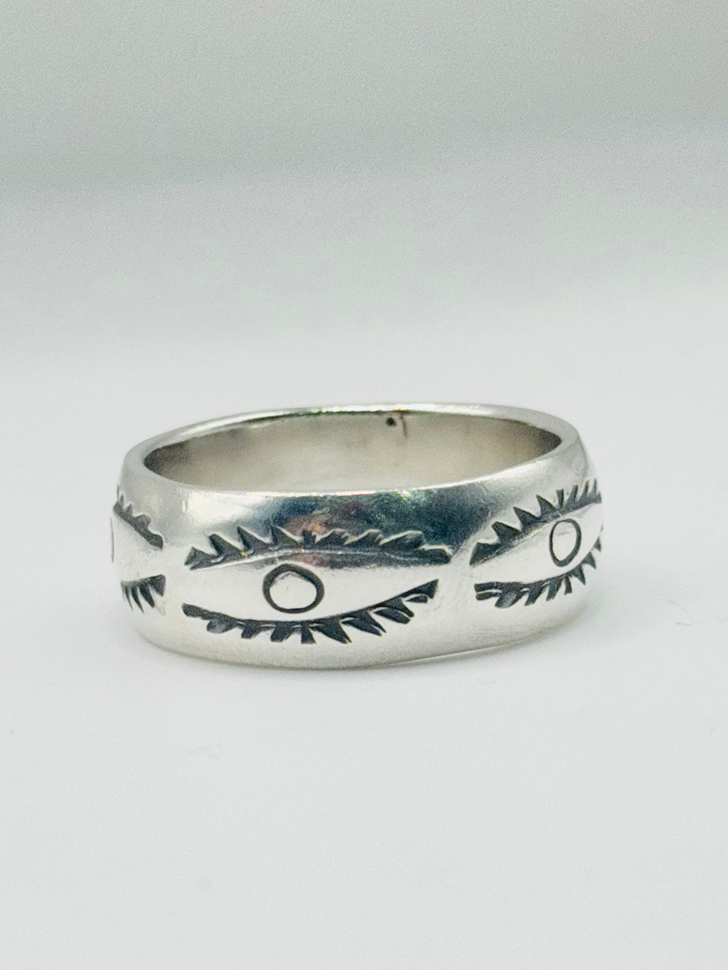 Handcrafted Sterling Silver 950 Stamped Band Ring for Men