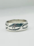Handcrafted Sterling Silver 950 Stamped Band Ring for Men