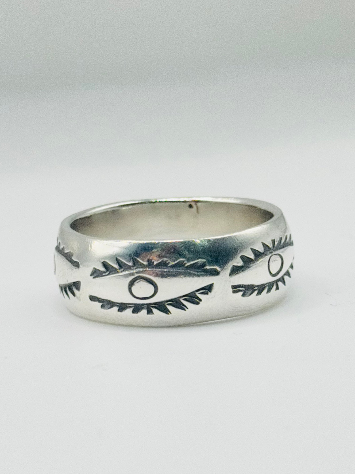 Handcrafted Sterling Silver 950 Stamped Band Ring for Men