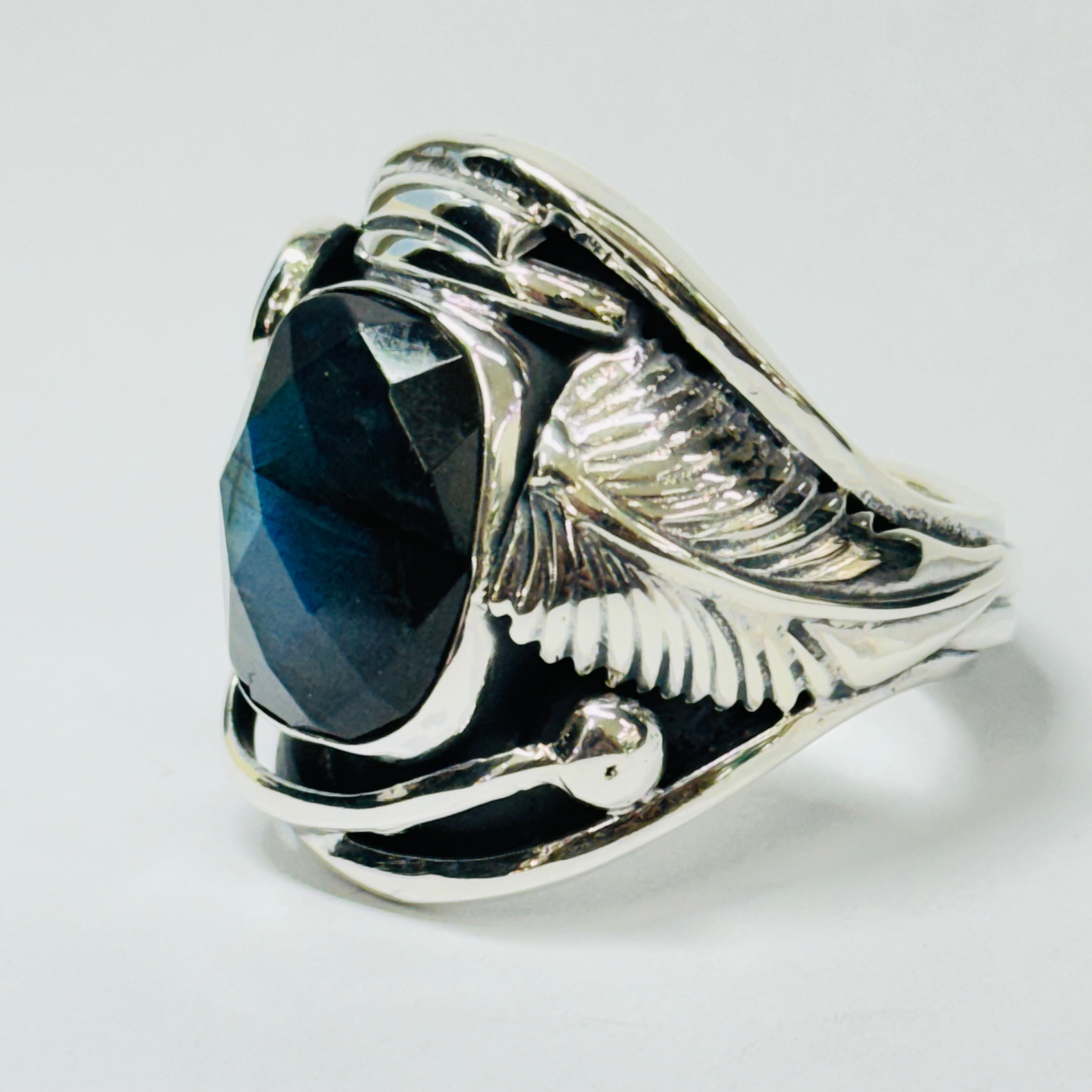 Native Design Faceted Labradorite Sterling Silver 950 Ring