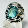 Native Design Faceted Labradorite Sterling Silver 950 Ring