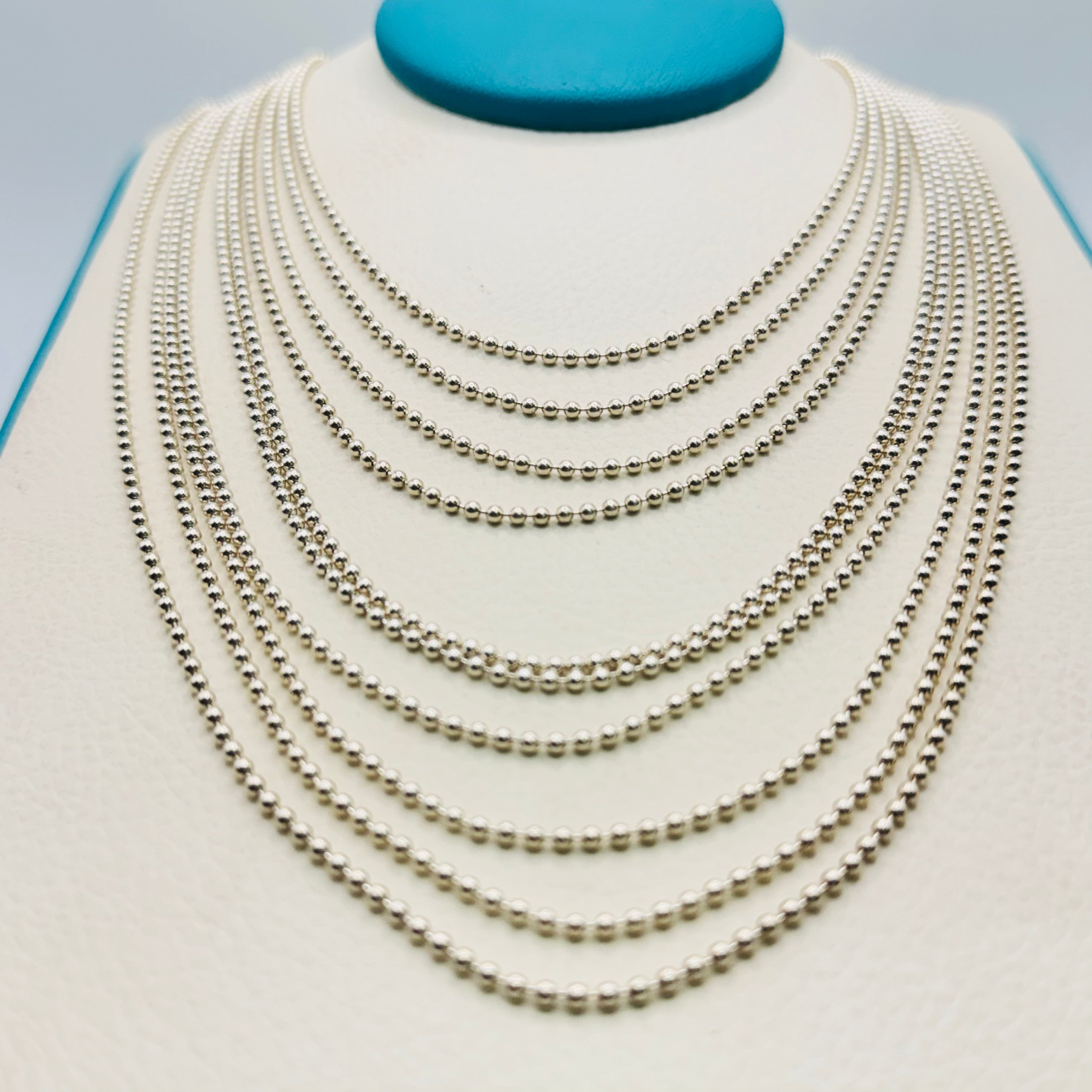 Long 950 Sterling Silver Beaded Necklace