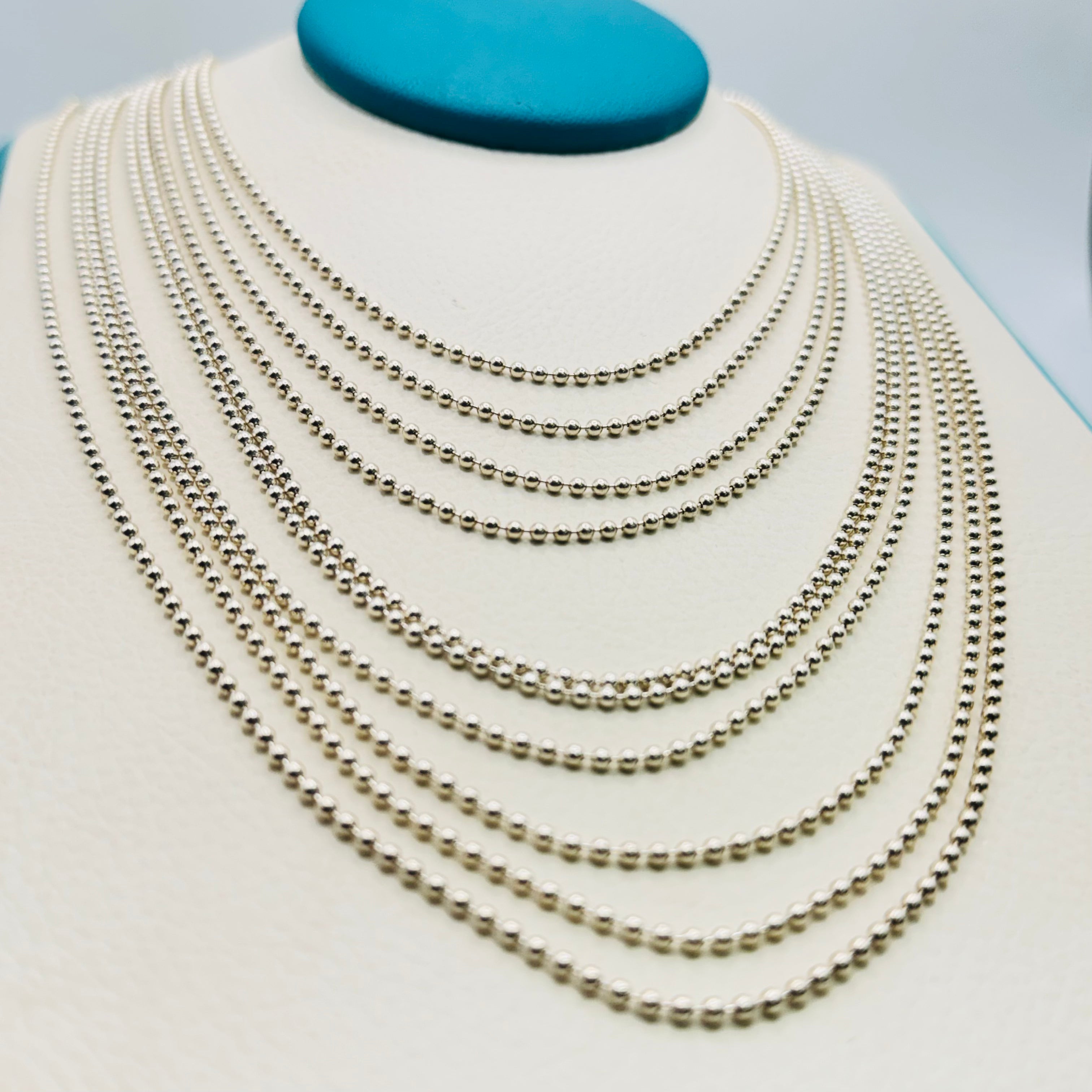 Long 950 Sterling Silver Beaded Necklace