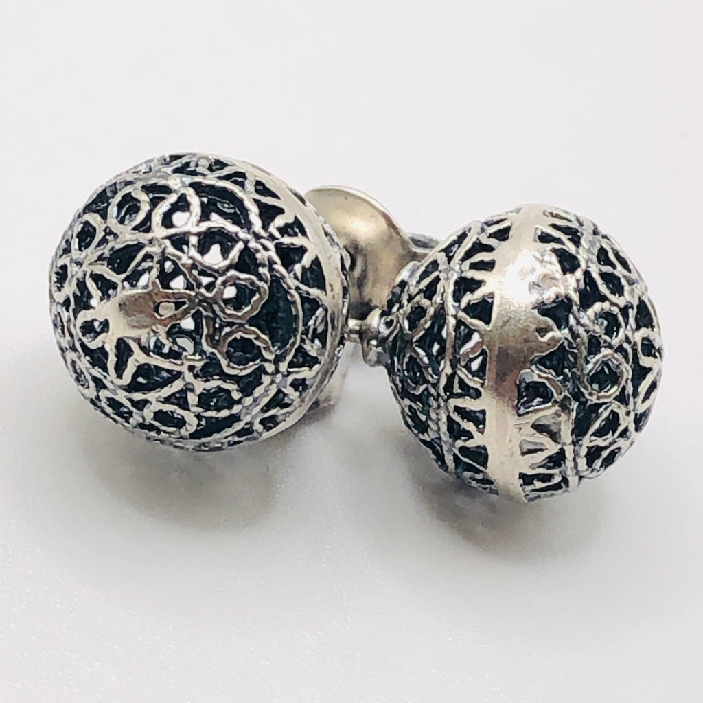 Handmade Round Filigree Stud Earrings | 950 Sterling Silver