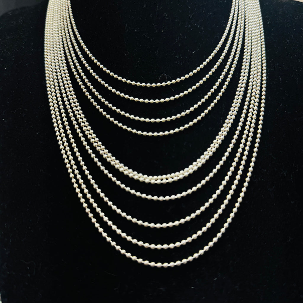 Long 950 Sterling Silver Beaded Necklace