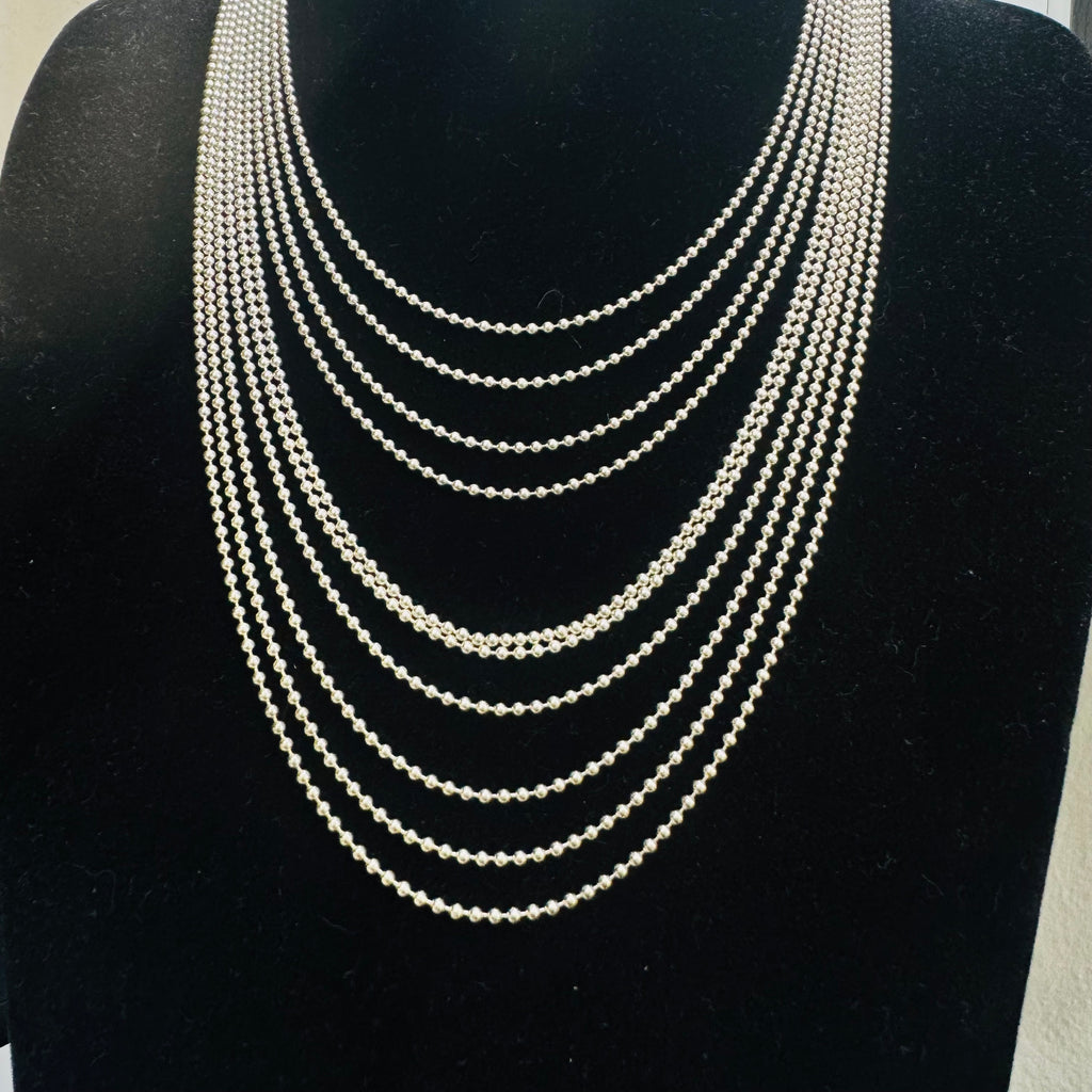 Long 950 Sterling Silver Beaded Necklace