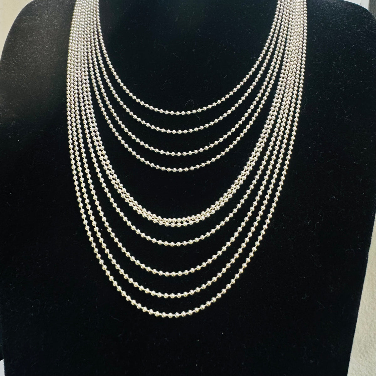Long 950 Sterling Silver Beaded Necklace